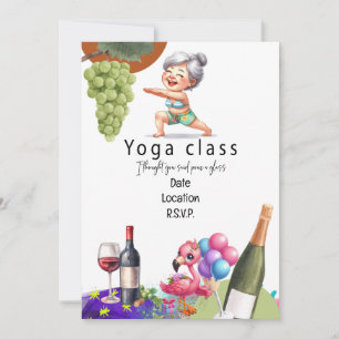 Grandma Funny Saying about yoga and wine Invitation