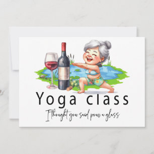 Grandma Funny Saying about yoga and wine  Thank You Card