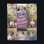 Grandma gift 8 photo grandchild simple purple fleece blanket<br><div class="desc">Grandma gift 8 photo grandchild. Modern simple graphic typography purple design</div>