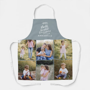 Grandma gift 8 photo grandchild simple typography  apron
