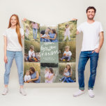 Grandma gift 8 photo grandchild simple typography  fleece blanket<br><div class="desc">Grandma gift 8 photo grandchild. Modern simple graphic typography sage green design</div>