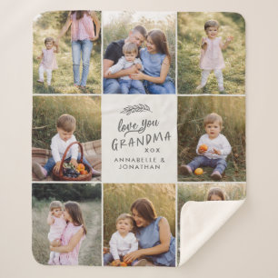 Grandma gift 8 photo grandchild simple typography  sherpa blanket