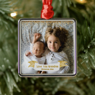Grandma Gift Christmas Photo with Year Metal Tree Decoration