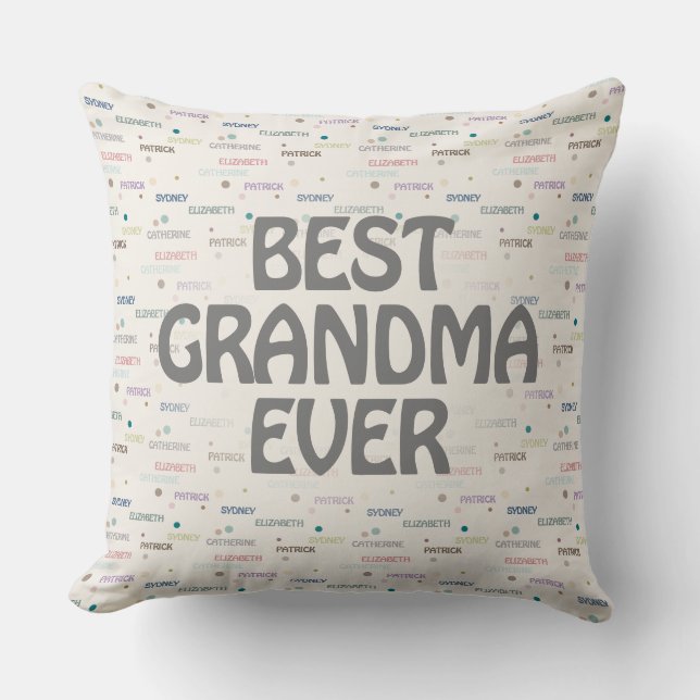 Grandma Gift Grandchildren 3-4 Names Cushion (Front)