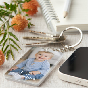 Grandma Gift Personalised Photo and Text Key Ring