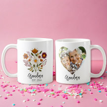 Grandma gift photo girly floral coffee mug