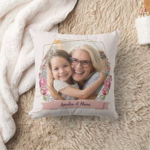 Grandma Gift Photo Pink Girly Mother's Day  Cushion