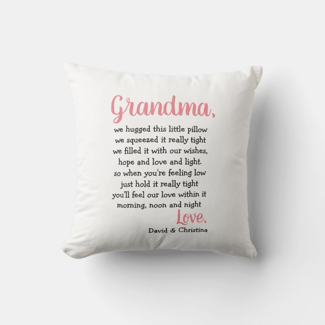 Grandma Gift Pillow Hugs & Kisses Special Pillow (Front)