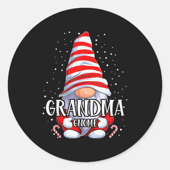 Grandma Gnome Christmas Pajamas Matching Family Gr Classic Round Sticker (Front)