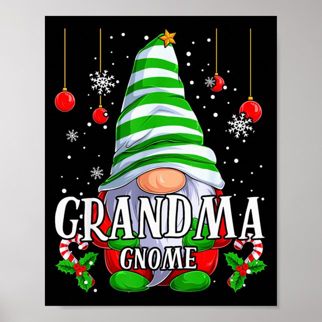 Grandma Gnome Christmas Pajamas Matching Family Gr Poster (Front)