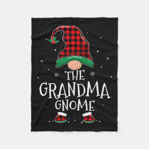 Grandma Gnome Xmas Family Matching Plaid Christmas Fleece Blanket
