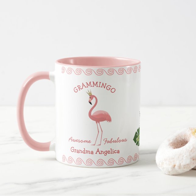 Grandma Grammingo Awesome Fabulous Grandkids Names Mug (With Donut)
