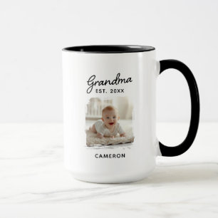 Grandma Grandchild Photo Established Date Mug