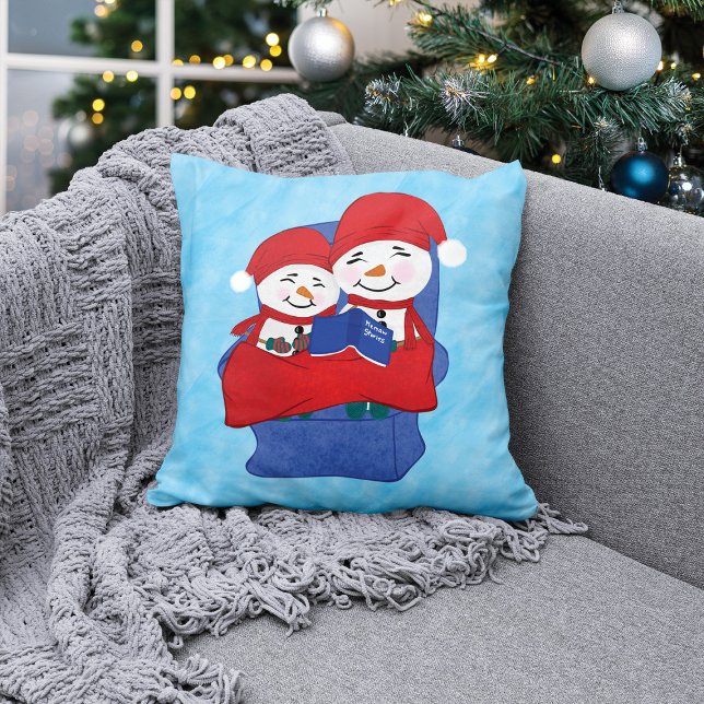 Grandma Grandchild Snuggled Snowmen Christmas Cushion (Creator Uploaded)
