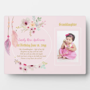 Grandma Granddaughter PHOTO Poem Keepsake Gift Plaque