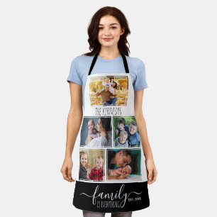 Grandma Grandkids 5 Photo Collage Family Name  Apron