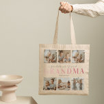Grandma Grandkids Family Photo Collage Tote Bag<br><div class="desc">Personalised grandmother tote bag featuring a 6 photo collage template of the grandchildren,  the saying 'grandkids make life grand' in a elegant script font,  'GRANDMA' in a pretty pink gradient font,  and the their names.</div>