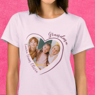 Grandma Grandkids Names Photo Heart T-Shirt