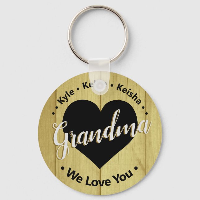 Grandma Grandkids Personalised Name We Love You Ke Key Ring (Front)