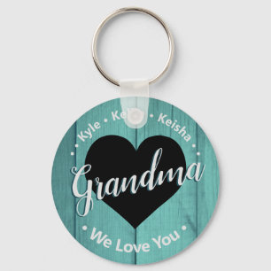 Grandma Grandkids Personalised Name We Love You Key Ring
