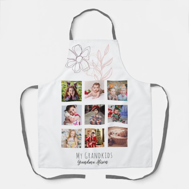 Grandma Grandkids PHOTO Gift Birthday Baking Cook  Apron (Front)