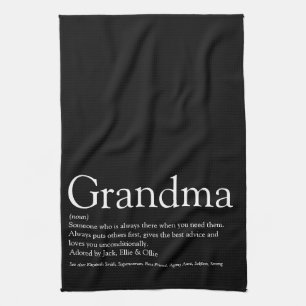 Grandma Grandmother Black and White Quote Tea Towel