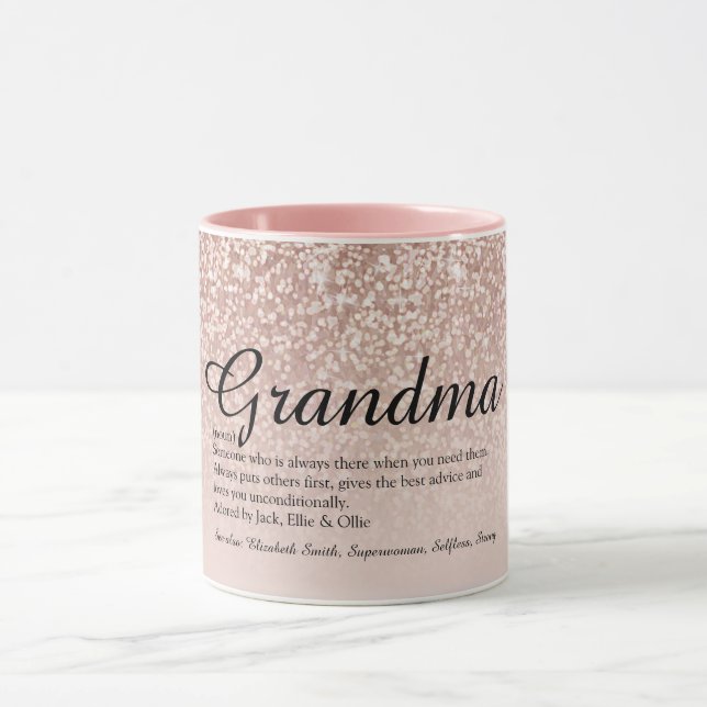 Grandma Grandmother Definition Rose Gold Glitter Mug (Center)