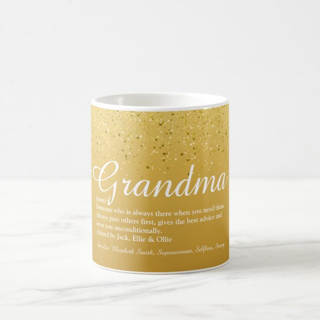 Grandma Grandmother Fun Cool Gold Glitter Glam Coffee Mug (Center)