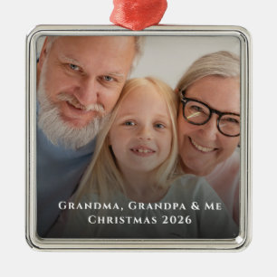 Grandma Grandpa and Me Photo Christmas Metal Tree Decoration