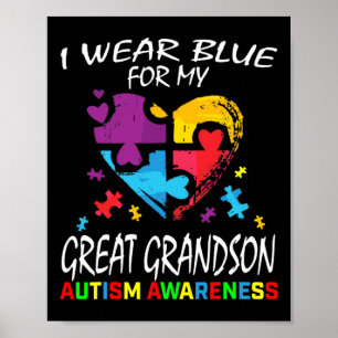 Grandma Grandpa Blue For My Great Grandson Autism Poster