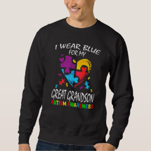 Grandma Grandpa Blue For My Great Grandson Autism Sweatshirt