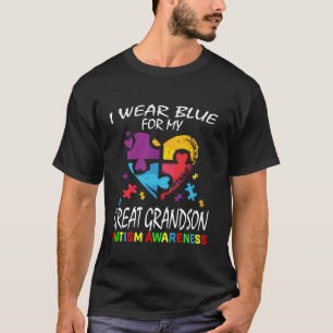 Grandma Grandpa Blue For My Great Grandson Autism T-Shirt