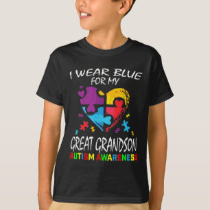 Grandma Grandpa Blue For My Great Grandson Autism T-Shirt