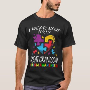 Grandma Grandpa Blue For My Great Grandson Autism T-Shirt