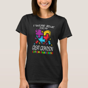 Grandma Grandpa Blue For My Great Grandson Autism T-Shirt