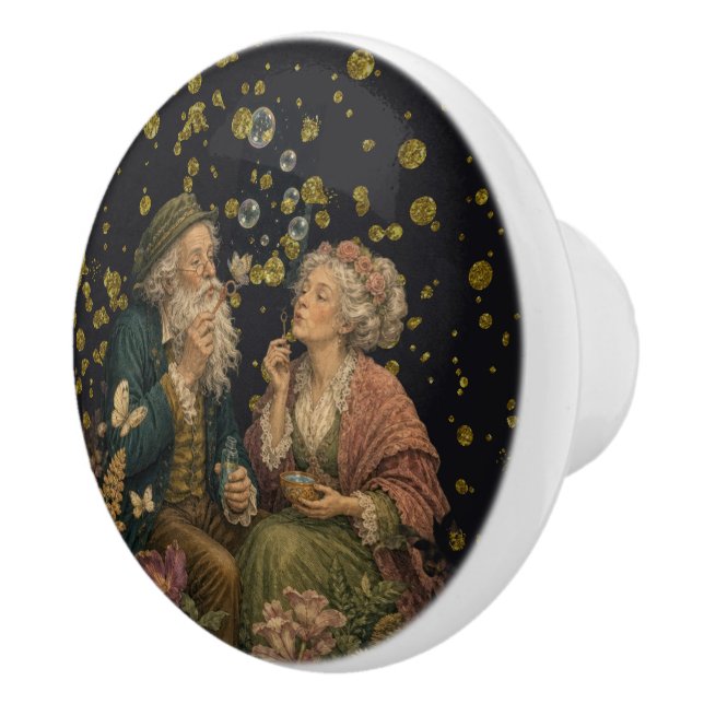 Grandma Grandpa Fantasy Bubbles Ceramic Knob (Right)