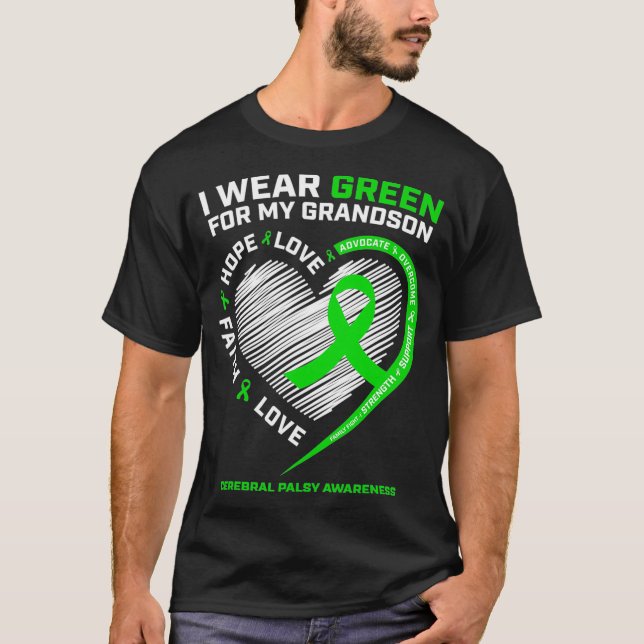 Grandma Grandpa Gift Green Grandson Cerebral T-Shirt (Front)