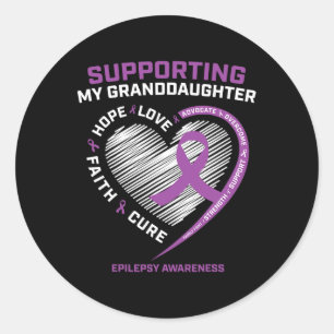 Grandma Grandpa Gift Purple Granddaughter Epilepsy Classic Round Sticker