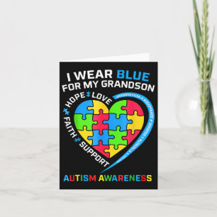Grandma Grandpa I Wear Blue For My Grandson Autism Card