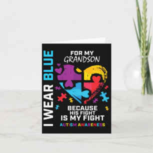 Grandma Grandpa I Wear Blue For My Grandson Autism Card