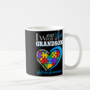 Grandma Grandpa I Wear Blue For My Grandson Autism Coffee Mug