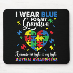 Grandma Grandpa I Wear Blue For My Grandson Autism Mouse Mat