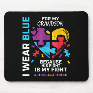 Grandma Grandpa I Wear Blue For My Grandson Autism Mouse Mat