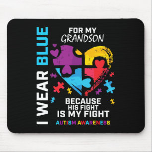 Grandma Grandpa I Wear Blue For My Grandson Autism Mouse Mat