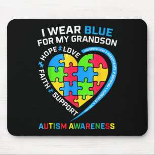 Grandma Grandpa I Wear Blue For My Grandson Autism Mouse Mat
