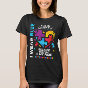 Grandma Grandpa I Wear Blue For My Grandson Autism T-Shirt