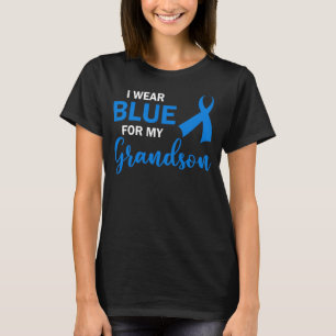 Grandma Grandpa I Wear Blue For My Grandson Autism T-Shirt