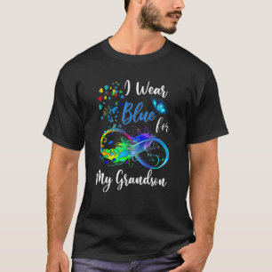 Grandma Grandpa I Wear Blue For My Grandson Autism T-Shirt