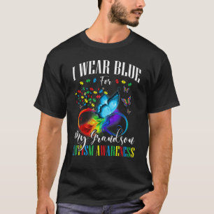 Grandma Grandpa I Wear Blue For My Grandson Autism T-Shirt