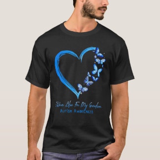 Grandma Grandpa I Wear Blue For My Grandson Autism T-Shirt